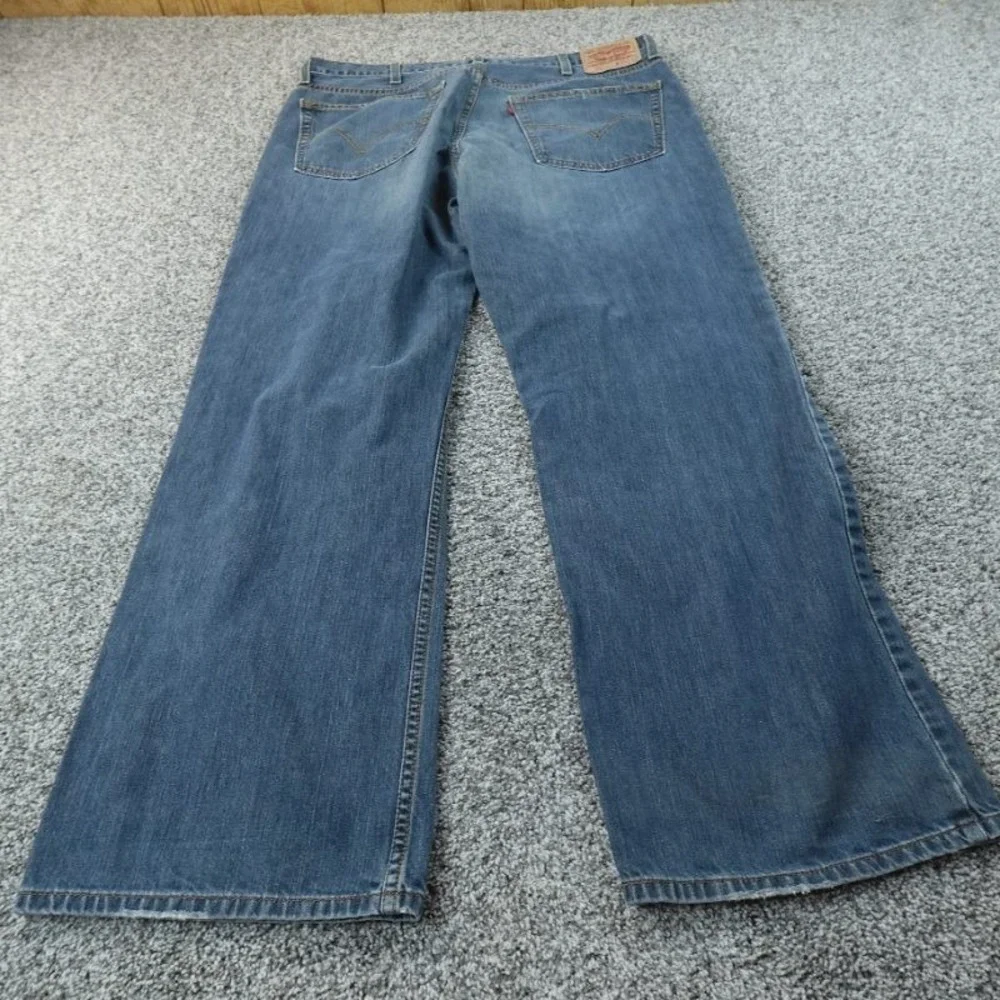 VTG Levis Jeans Mens 38X32 Dark Blue Denim Pants 567 Loose Boot Cut Western‎ Y2K
